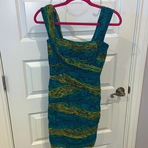 Vibrant snake print BCBG mini dress